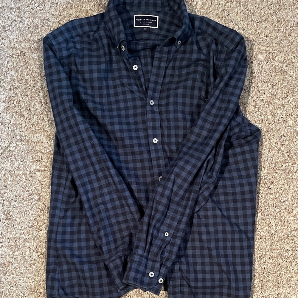 Charles Tyrwitt Navy Checkered Button-Down Shirt